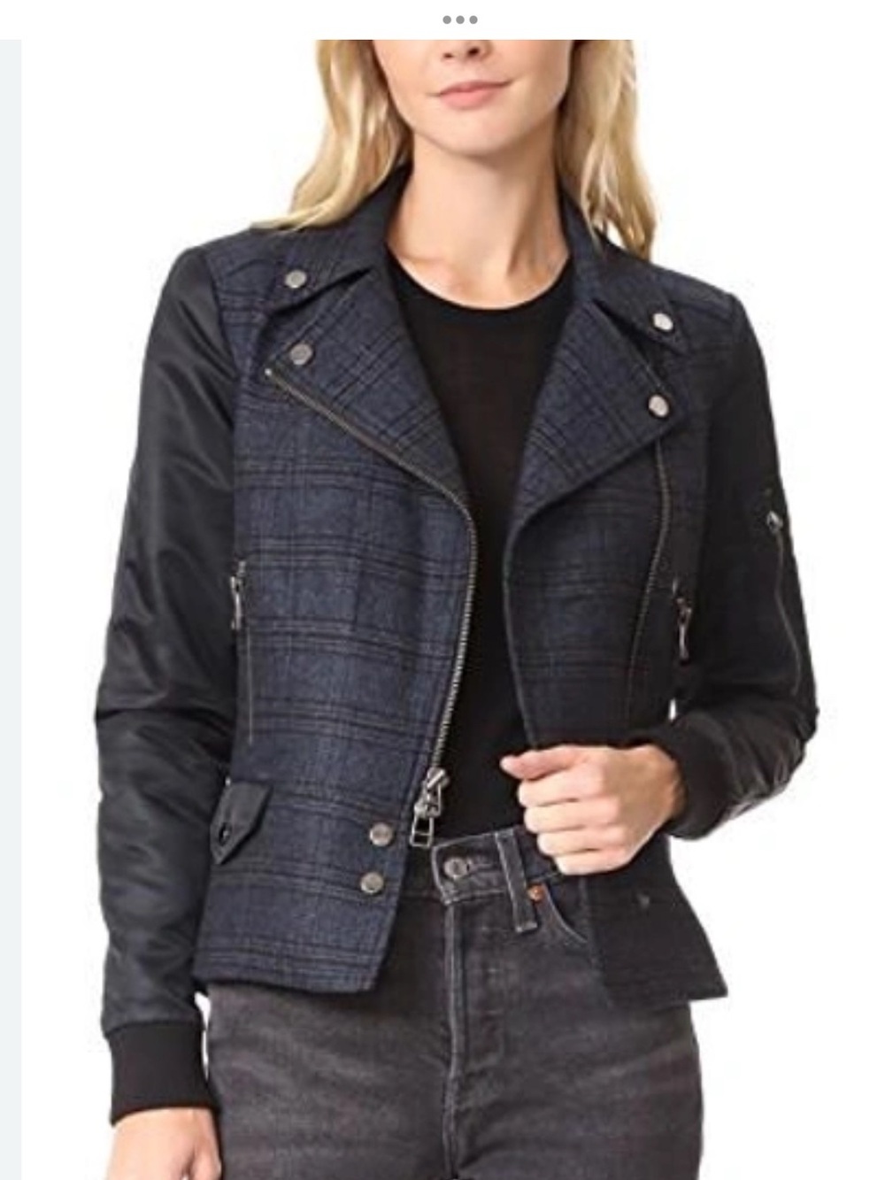 Veronica Beard Everly Mixed Media Dickey Blazer/Jacket Navy/blk plaid Size 8